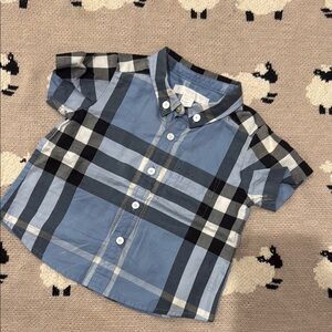 Burberry Blue and Black Button Down Shirt